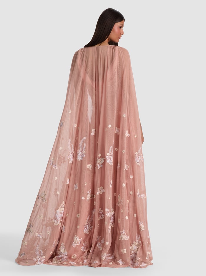 AZRIELLA EMBROIDERED MAXI GOWN CAPE - DEEP PEARL BLUSH MULTI image 4 - ALICE + OLIVIA