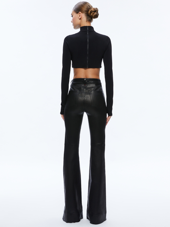 BLACK-MELANGE RHINESTONE CROPPED TURTLENECK