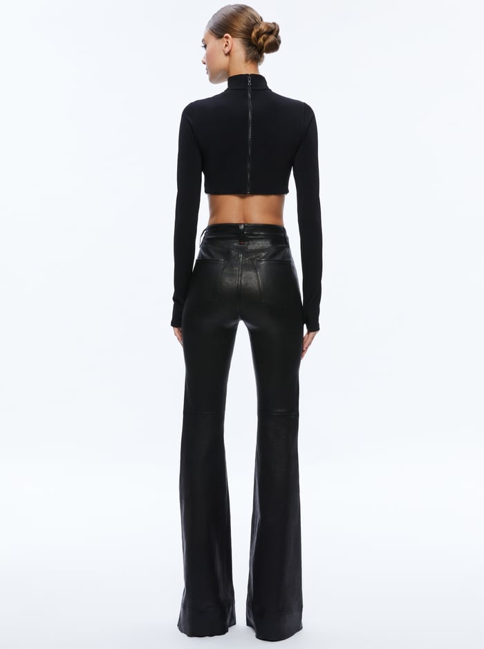 MELANGE RHINESTONE CROPPED TURTLENECK - BLACK image 1 - Alice And Olivia