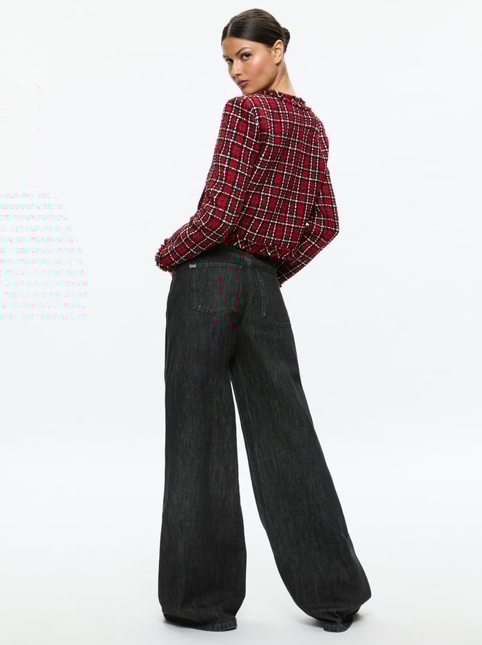 KIDMAN JACKET - SCHOOLGIRL PLAID BRIGHT RUBY image 2 - Alice And Olivia