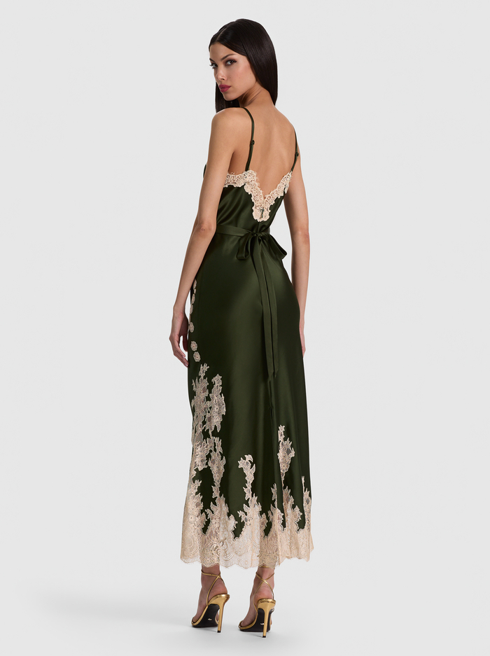 JULIETTA LACE SLIP DRESS - DARK FERN/BISCOTTI image 2 - ALICE + OLIVIA