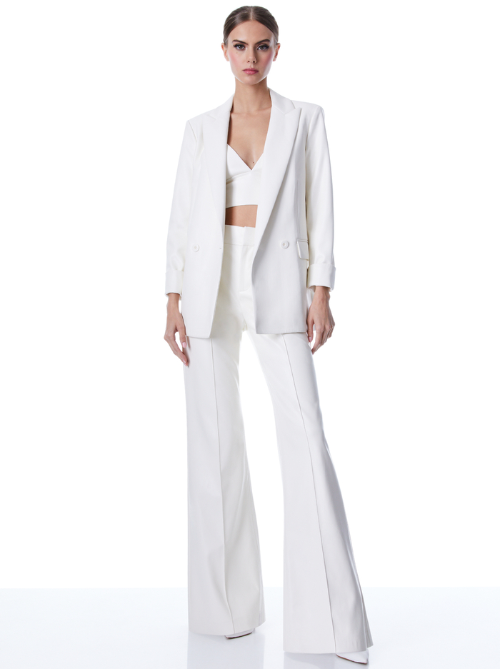 JUSTIN VEGAN LEATHER DOUBLE BREASTED BLAZER - ECRU image 2 - Alice And Olivia