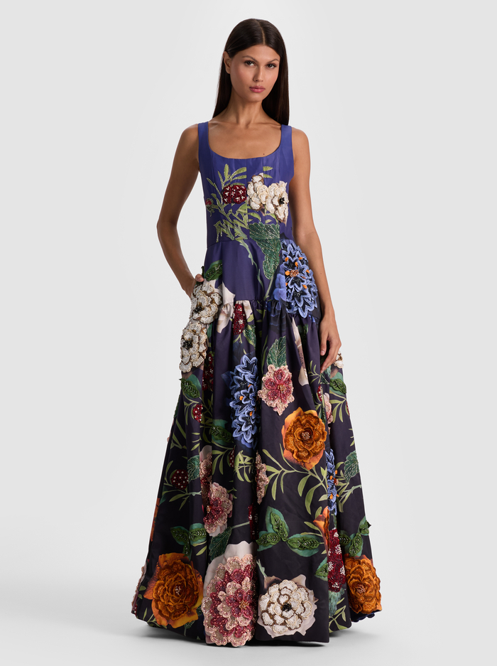 MAXINE EMBELLISHED GOWN - MAGIC GARDEN GRADIENT - Alice And Olivia