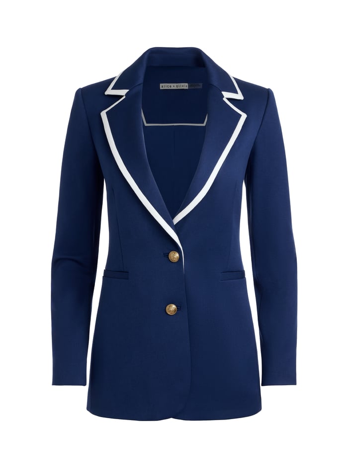 BREANN FITTED BLAZER - INDIGO/OFF WHITE image 5 - Alice And Olivia