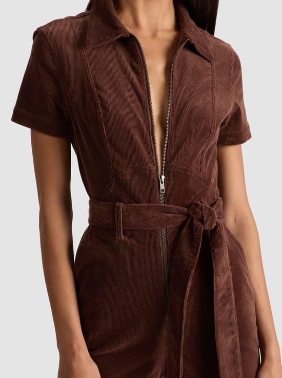 DARK CHOCOLATE-GORGEOUS CORDUROY JUMPSUIT