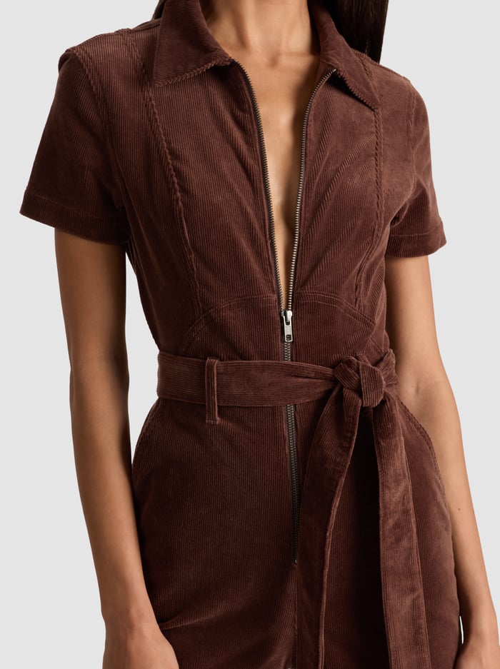 GORGEOUS CORDUROY JUMPSUIT - DARK CHOCOLATE image 1 - Alice And Olivia