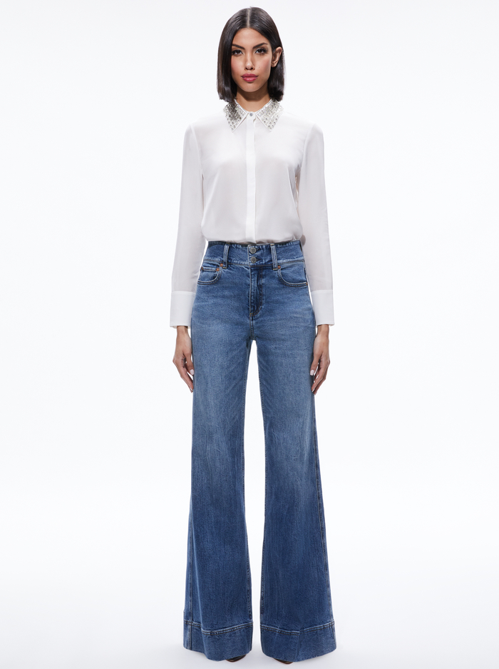 WILLA EMBELLISHED COLLAR TOP - OFF WHITE image 4 - Alice And Olivia