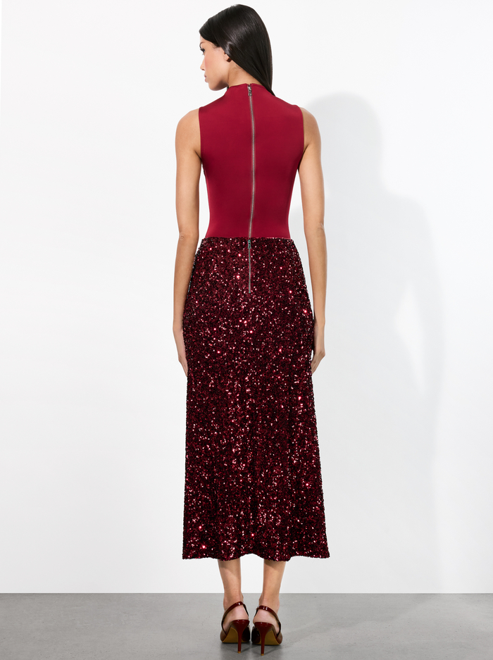 MAEVE SEQUIN SLIP SKIRT - GARNET image 2 - Alice And Olivia