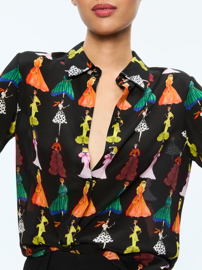 WILLA STACEFACE TOP - ROMANTIC STACE BLACK image 3 - Alice And Olivia