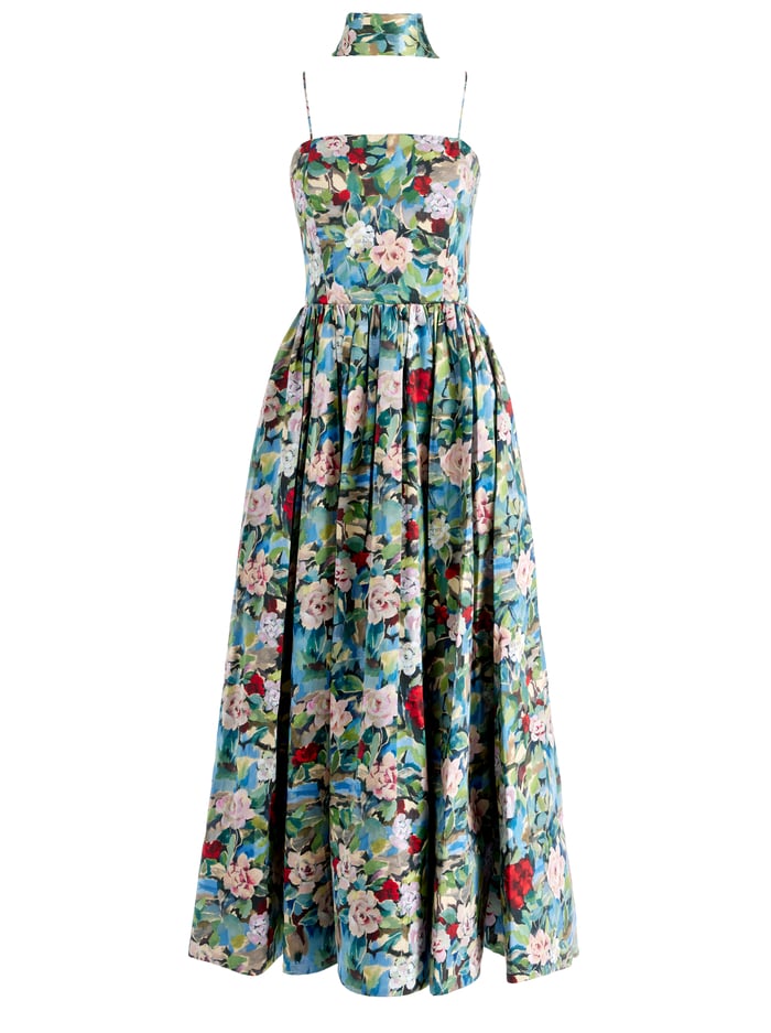 GLYNIS SPAGHETTI STRAP SCARF MIDI DRESS - BREEZE FLORAL image 5 - Alice And Olivia