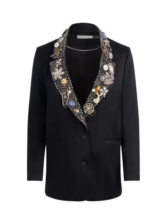 BLACK-ELNA EMBELLISHED BLAZER