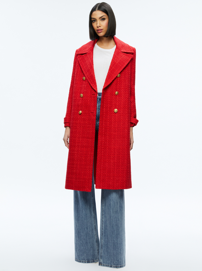 NICHOLAS DOUBLE BREASTED COAT - BRIGHT RUBY - Alice And Olivia