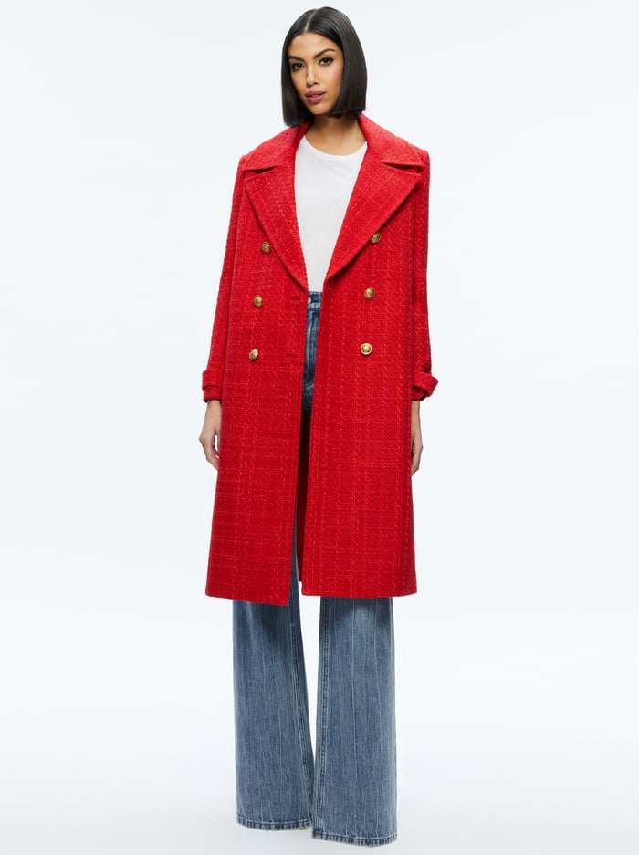 NICHOLAS DOUBLE BREASTED COAT - BRIGHT RUBY - Alice And Olivia