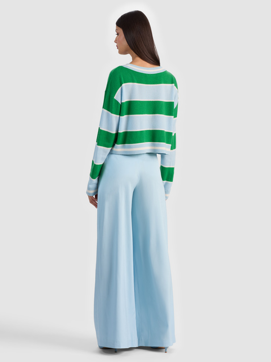 HRLOM STRIPE CROLNA BLU/GRN AP-AYDEN CASHMERE PULLOVER