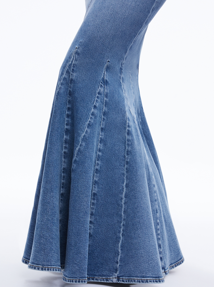NALA DENIM GODET MAXI SKIRT - AVERY BLUE image 3 - Alice And Olivia