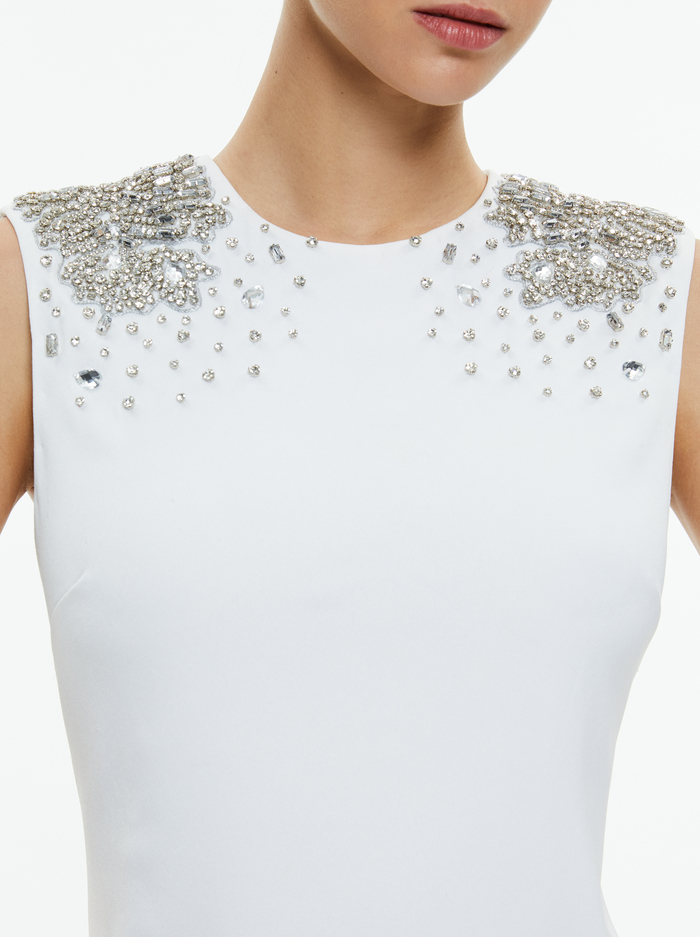 ALMIRA EMBELLISHED SLEEVELESS FITTED MINI DRESS - OFF WHITE image 3 - Alice And Olivia