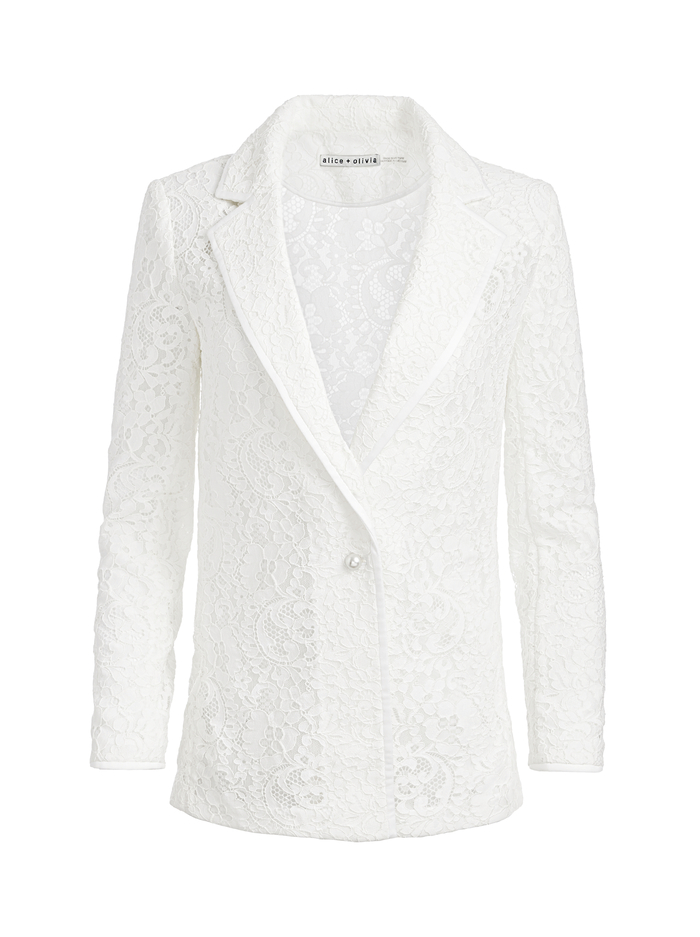 JUDITH SHEER LACE SHAWL COLLAR BLAZER - OFF WHITE image 5 - Alice And Olivia