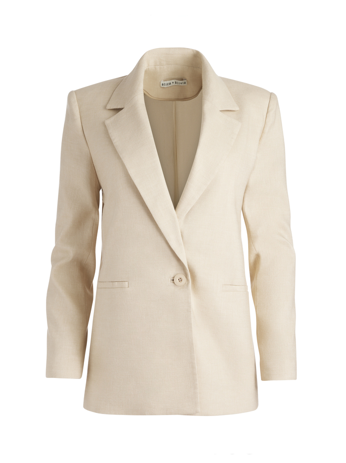 DENNY LINEN NOTCH COLLAR BOYFRIEND BLAZER - NATURAL image 5 - Alice And Olivia