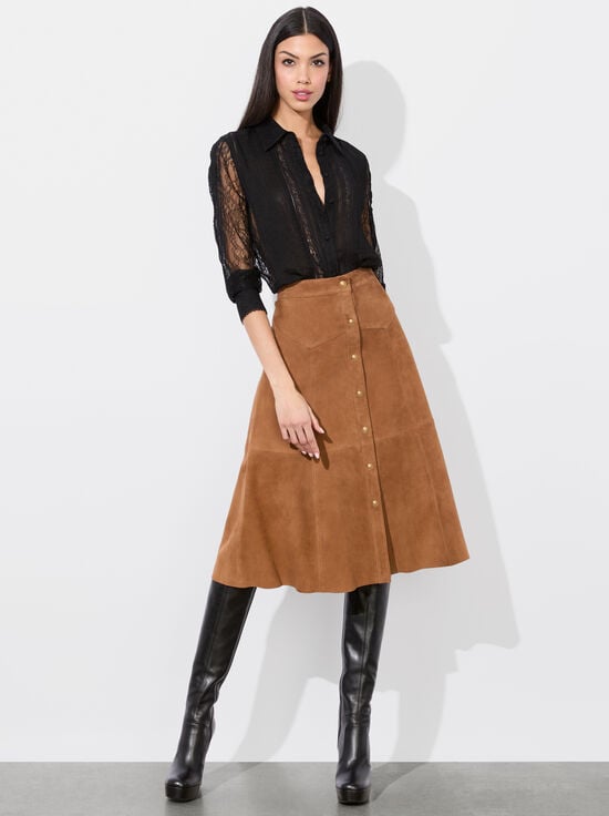 CAMEL-CALICA SUEDE MIDI SKIRT