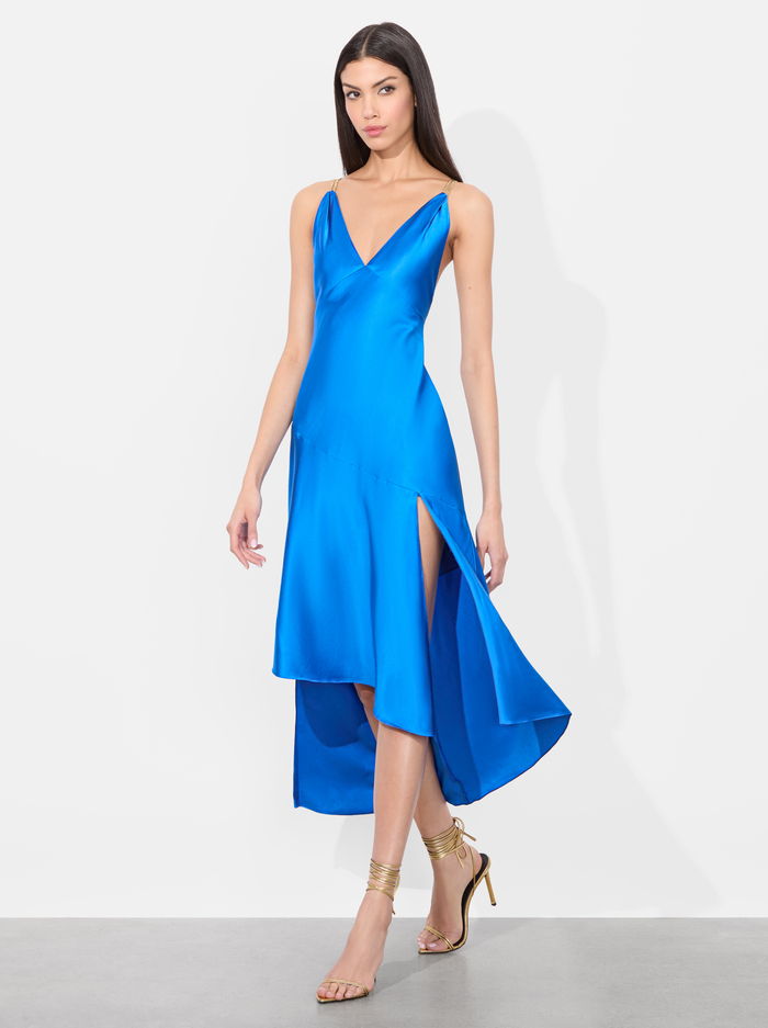 SAVANA CHAIN STRAP MIDI DRESS - TRUE BLUE image 4 - Alice And Olivia