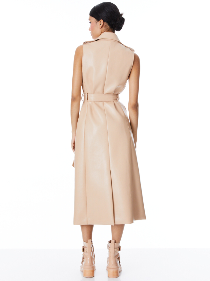 CONAN VEGAN LEATHER BELTED VEST - ALMOND image 1 - ALICE + OLIVIA