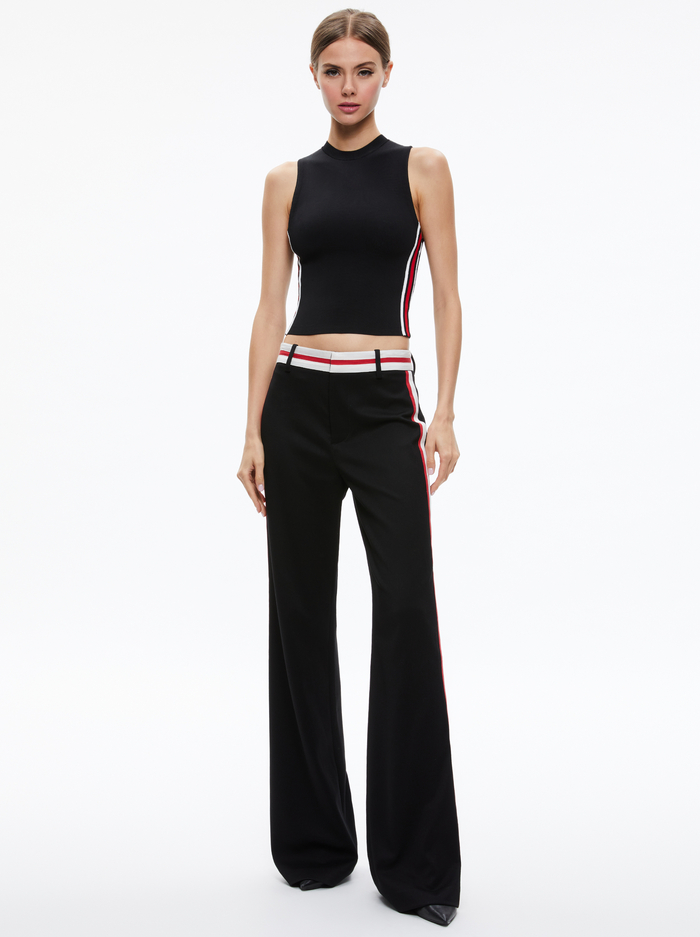 OLIVER WIDE LEG TROUSER - BLACK/PERFECT RUBY image 2 - Alice And Olivia