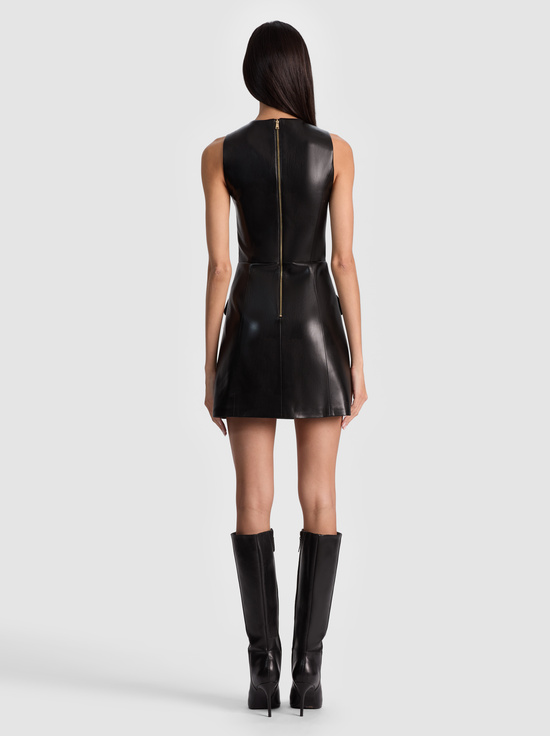 BLACK-MARCELLA VEGAN MINI DRESS