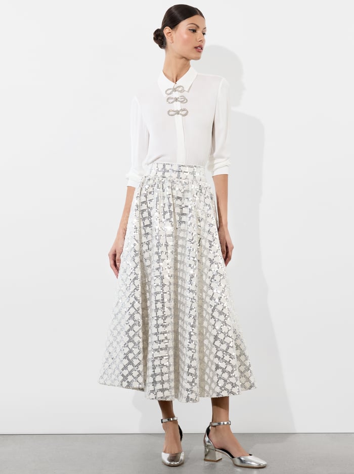 WILLA PLACKET BOW TOP - OFF WHITE image 4 - Alice And Olivia