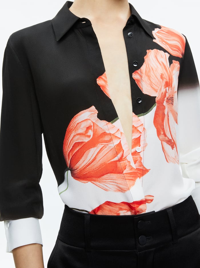 BRADY SILK BLOUSE - DREAM LIFE BLACK image 3 - Alice And Olivia