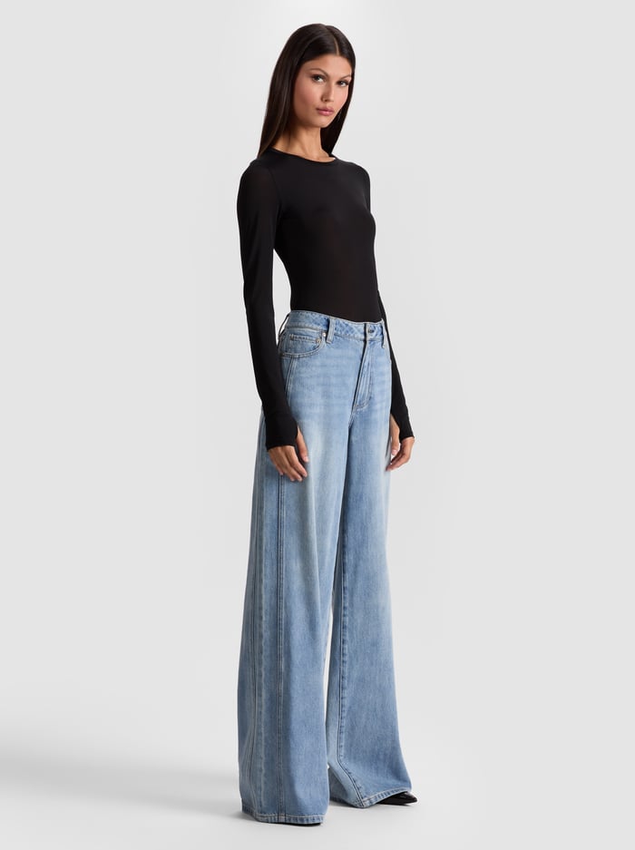 HOTTIE LONG SLEEVE BODYSUIT - BLACK image 4 - Alice And Olivia