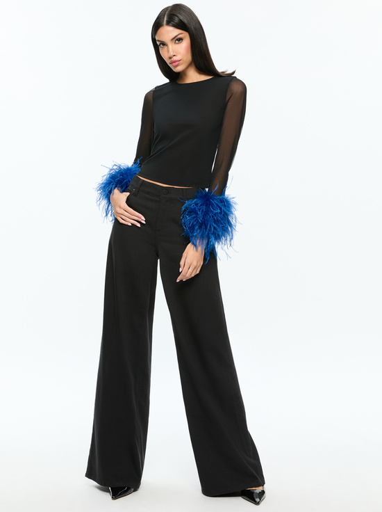 BLACK/ROYAL-DELAINA FEATHER TOP