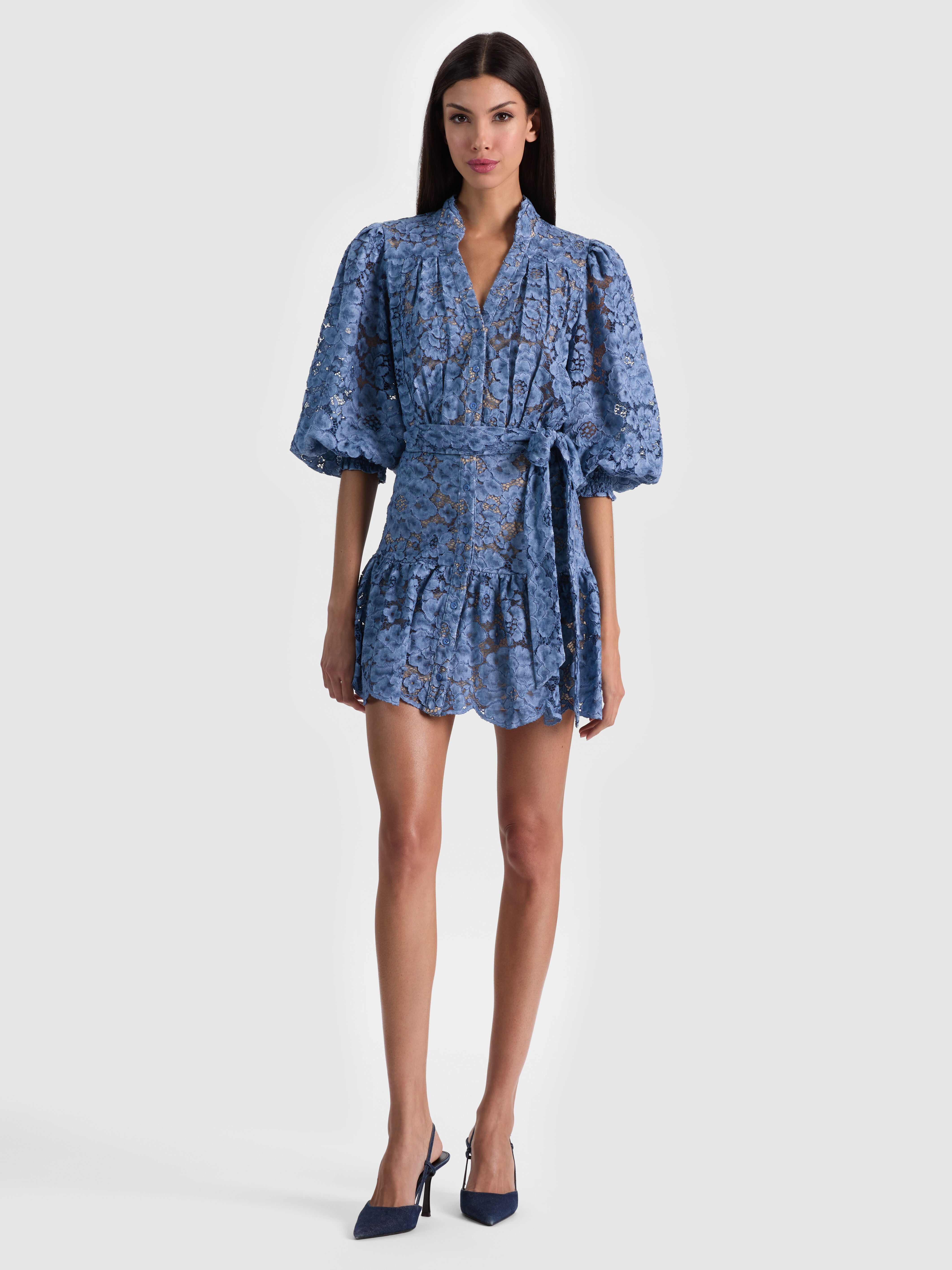 CORA MINI SHIRT DRESS in INDIGO | ALICE + OLIVIA