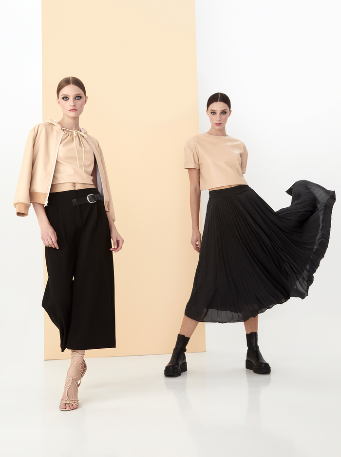 ZUMI VEGAN LEATHER CROP TOP - ALMOND image 6 - ALICE + OLIVIA