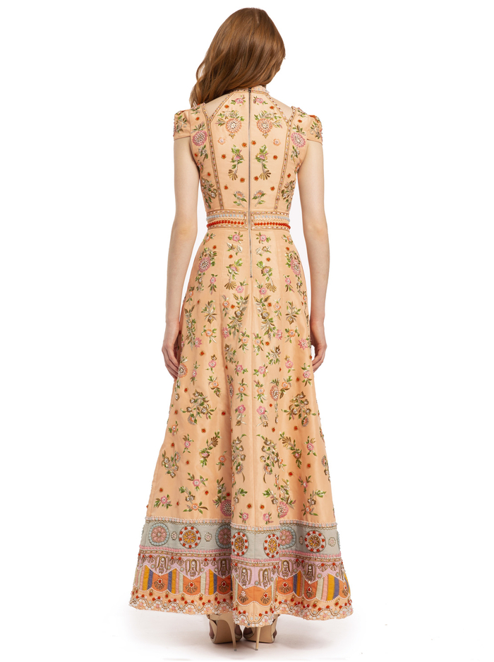 NIDIA HAND BEADED GOWN - PEACH MULTI image 3 - ALICE + OLIVIA