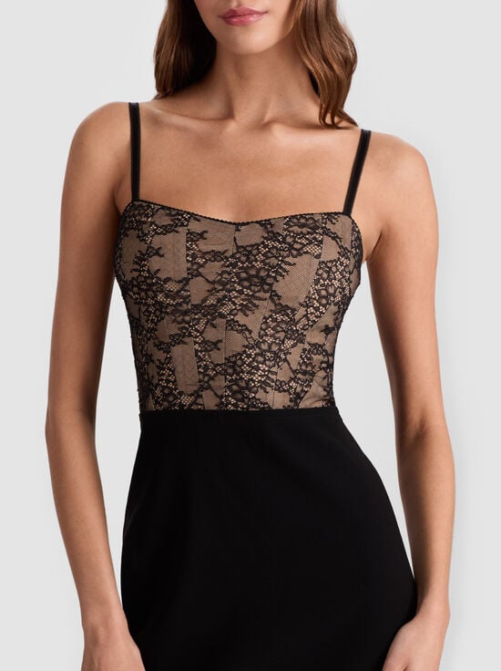 BLACK-CARLA LACE CORSET MINI DRESS