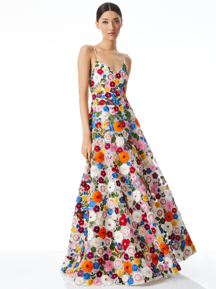 DOMENICA EMBELLISHED BALL GOWN DRESS - MULTI image 4 - ALICE + OLIVIA