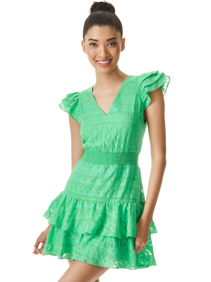 MARKITA RUFFLE SKIRT MINI DRESS - JADE image 2 - Alice And Olivia