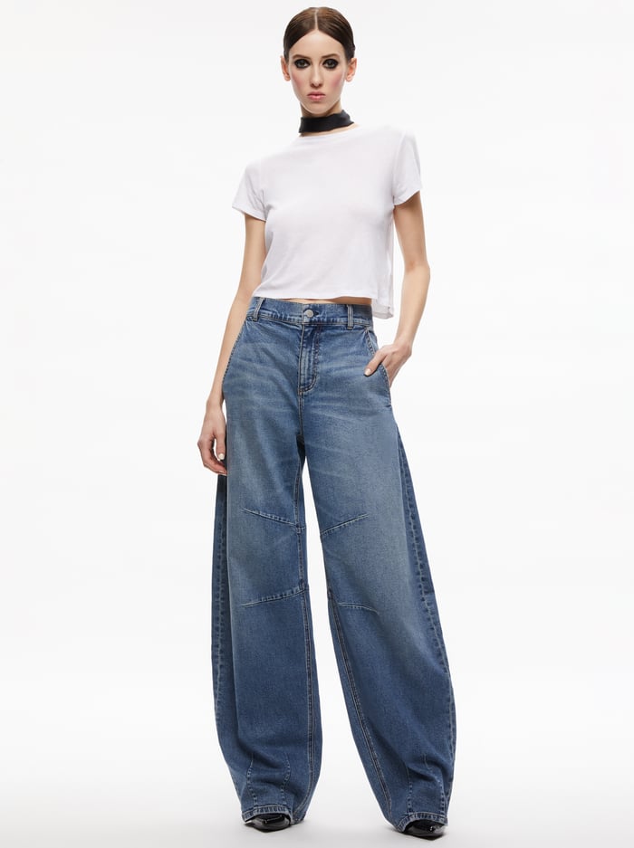 PARKER LOW RISE BALLOON LEG JEAN - AVERY BLUE image 4 - Alice And Olivia