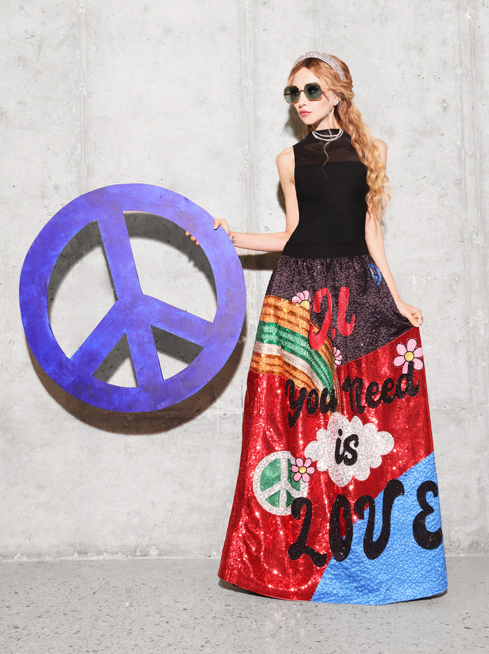 A+O X THE BEATLES TINA BALLGOWN SKIRT - ALL YOU NEED IS LOVE - Alice And Olivia