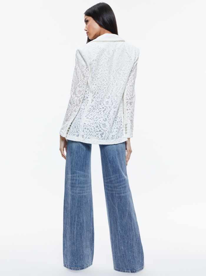 JUDITH SHEER LACE SHAWL COLLAR BLAZER - OFF WHITE image 2 - Alice And Olivia