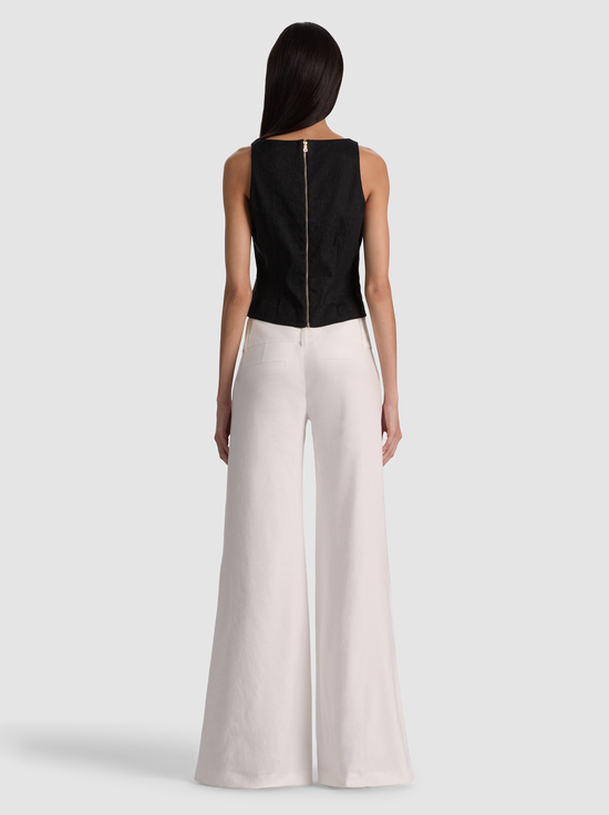 BLACK-YVETTE LINEN BOAT NECK TANK