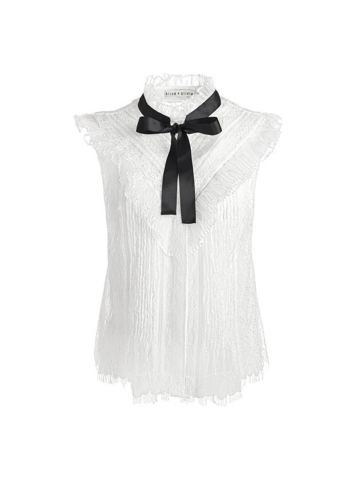 RHEBA LACE BLOUSE - OFF WHITE image 5 - Alice And Olivia