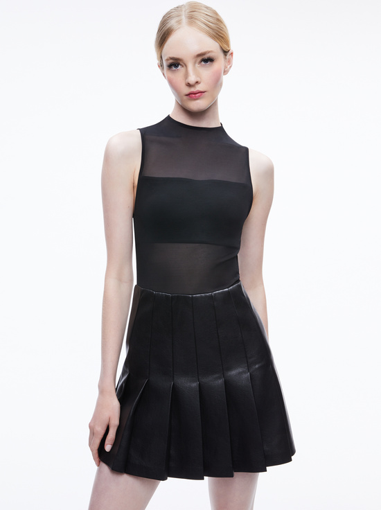 BLACK-CHARA VEGAN MINI DRESS