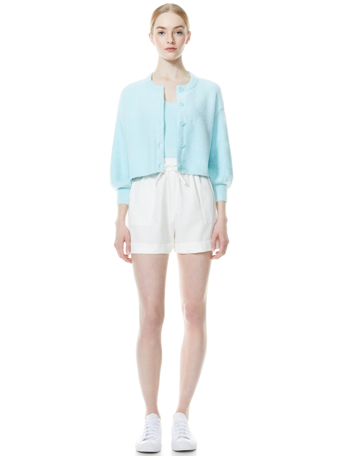 SYLVIE FUZZY CROPPED CARDIGAN - POWDER BLUE image 2 - ALICE + OLIVIA