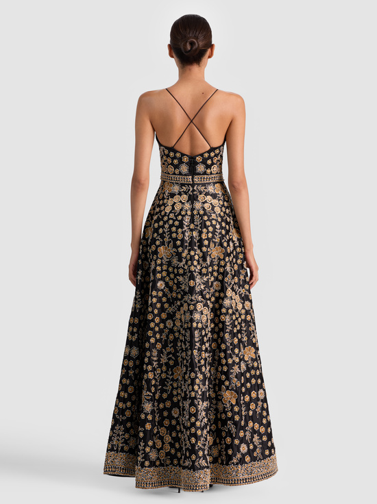 BLACK/MULTI-DOMENICA EMBELLISHED GOWN