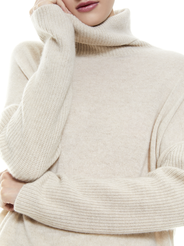 SAWYER TURTLENECK PULLOVER - OATMEAL image 3 - Alice And Olivia