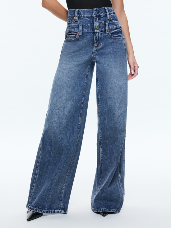 Double Waist Cool Jean In Brooklyn Blue | Alice + Olivia Double Waist Cool Jean In Brooklyn Blue | Alice + Olivia