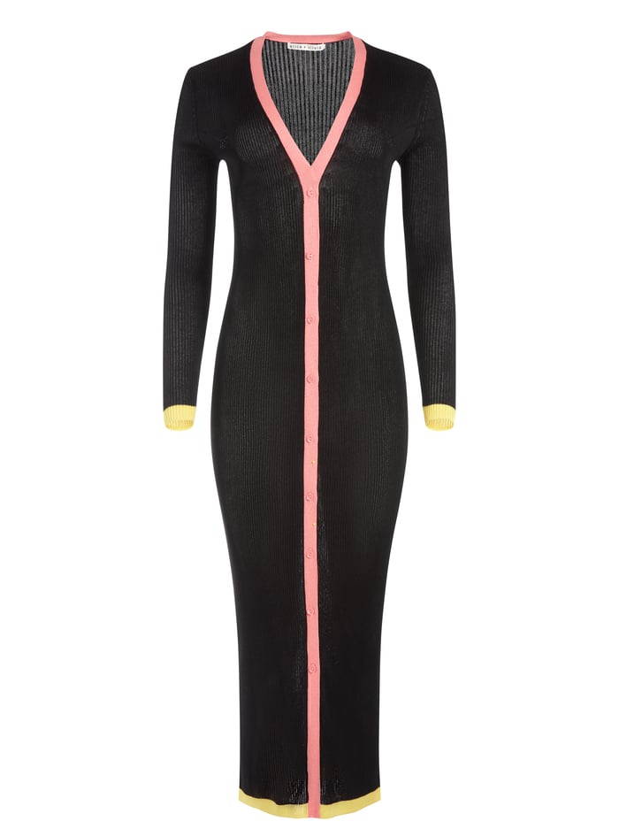 ARIA SLIM LONG CARDIGAN - BLK MULTI image 5 - Alice And Olivia