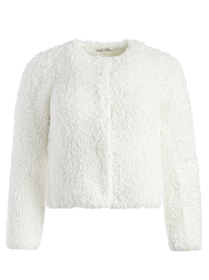 Fawn Faux Fur Jacket In Off White | Alice And Olivia