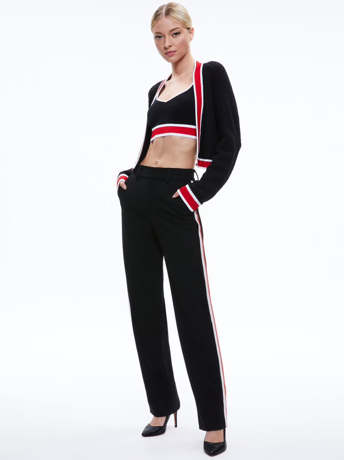 JUANA CROPPED CARDIGAN - BLACK/PERFECT RUBY image 2 - Alice And Olivia